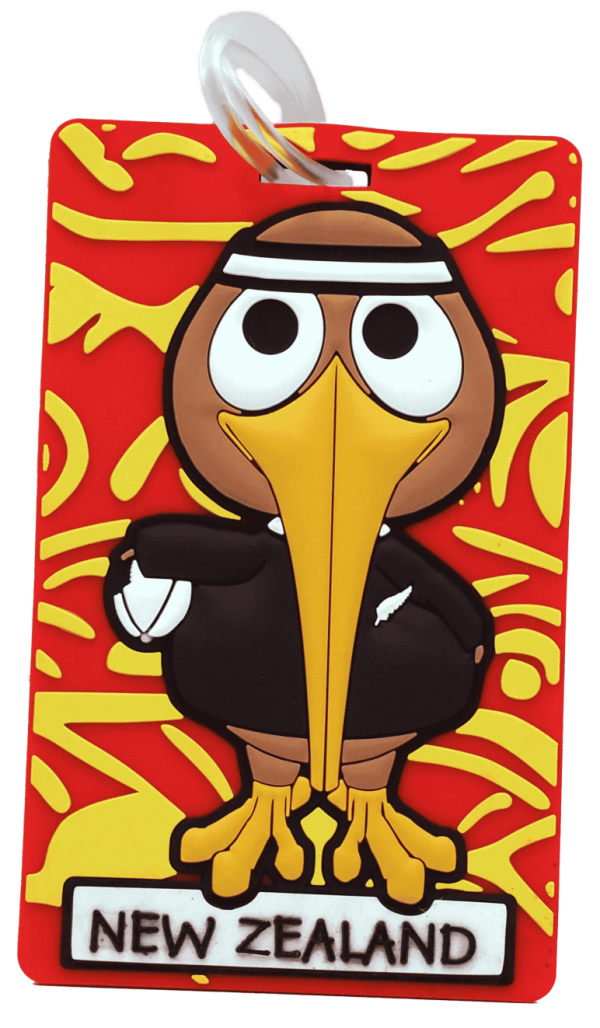 The Cheeky Kiwi NZ Bobbleheads bag tag Rugby Kiwi